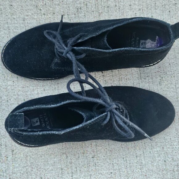 White Mountain Women Wedge Bootie Black Suede Leather Lace Up Shoes Size 8.5 - Picture 6 of 12